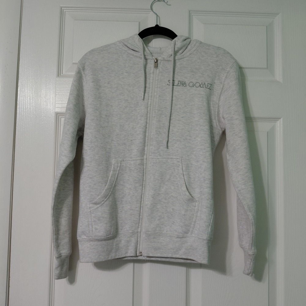Selena Gomez Floral Graphic Zip Up Hoodie Grey Heather XS Fan Merch
